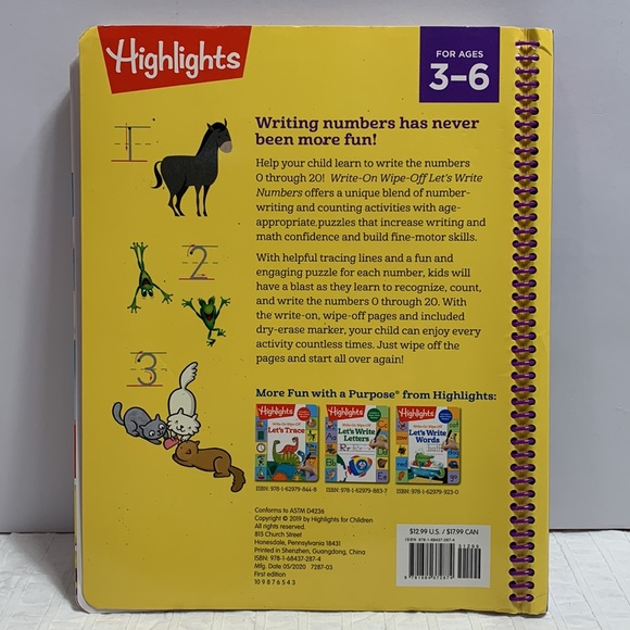Highlights Let’s Write Numbers Activity Book - Wipe-Off Pages - Picture 3 of 14
